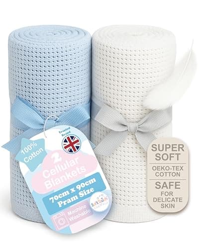 Image of Soft Touch Newborn Essentials 70 x 90cm Cotton Baby Cellular Blanket for Pram, Car Seat and Cot Bedding