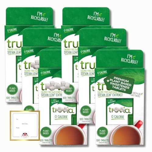 Image of Truvia Sweetener Tablets 100 per pack - Bundle of 6 by The Great British Kitchen (total of 600 Truvia Sugar)
