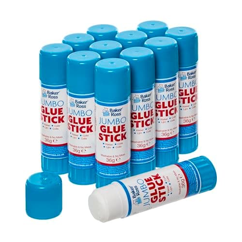 Image of Baker Ross EV706 Jumbo Glue Stick 36g - Pack of 12, Washable and Easy-to-Use Glue Sticks for Crafting