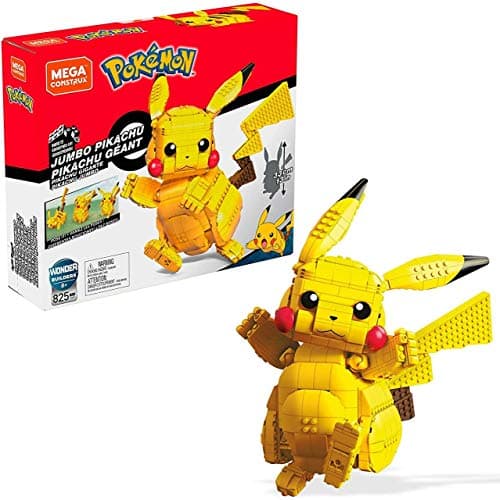 Image of Mega Construx Pokemon Jumbo Pikachu Construction Set with character figures, Building Toys for Kids (825 Pieces)