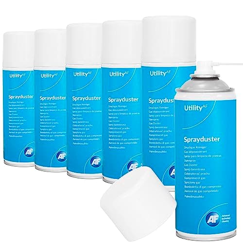 Image of AF Utility Sprayduster / Air Duster Compressed Air Can Blower Spray - HFC Free - for Office PC, Laptop keyboard cleaner dust remover PS5 & xbox fans etc. - 6 x 400ml Pack, ADU400UT