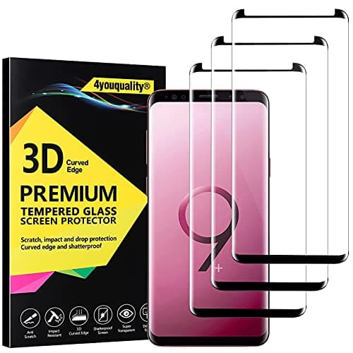 Image of 4youquality 3-Pack Samsung Galaxy S9 Plus /S9+ Screen Protector, Tempered Glass Film, LifetimeSupport, Full Coverage, Scratch-Resistant