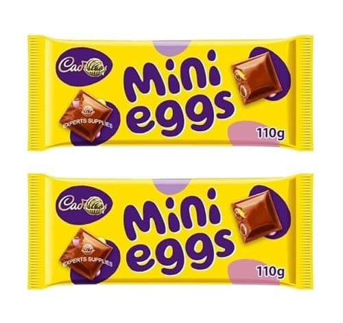 Image of 2 x Cad Mini Eggs Chocolate Bar 110g Milk Chocolate Bar With Micro Mini Eggs Inclusions Suitable For Vegetarians Perfect for Sharing and Gifting For Easter