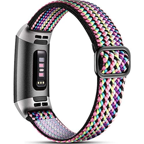 Image of Dirrelo Stretchy Strap Compatible with Fitbit Charge 3 Band/Fitbit Charge 4 Belt, Soft Adjustable Elastic Replacement with Stylish Pattern, Nylon Woven Sport Band for Women and Men, Adjustable for