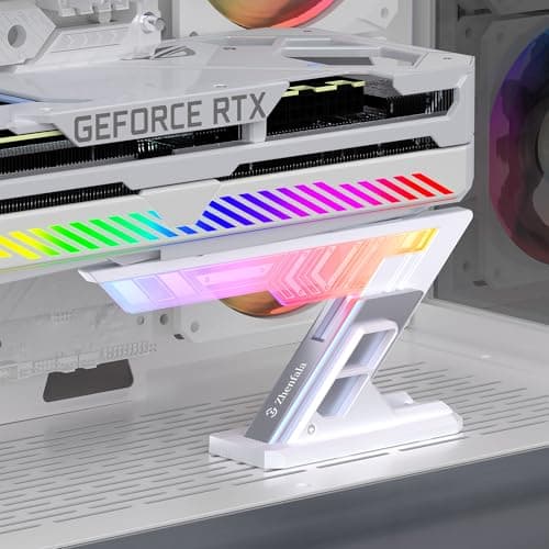 Image of Zhenfala ARGB GPU Support Bracket，Horizontal GPU Anti-Sag Support Bracket 5V 3pin Universal GPU Bracket，Graphics Video Card Brace with Height Adjustable (Whihte)
