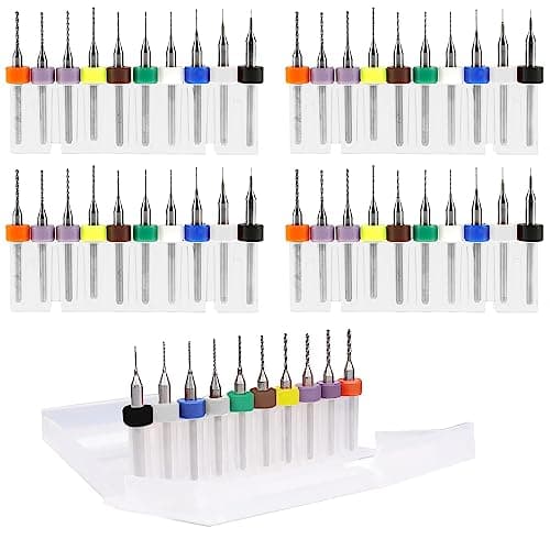 Image of 40Pcs PCB Micro Drill Bits Set, 0.1mm-1.0mm, Shank Spiral Tungsten Steel Carbide PCB Print Circuit Board Flute CNC Router Bits for Print Rough Stone Circuit Board Jewelry CNC Engraving