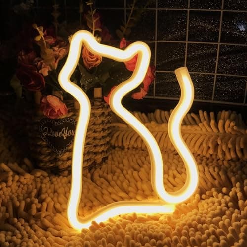 Image of Warm White Cute Kitten Modeling Neon USB/AA Battery Powered LED Lamp Table Decoration Girl Bedroom Wall Decoration Send Pets Cat Lovers Send Lovers Pet Shop Decoration