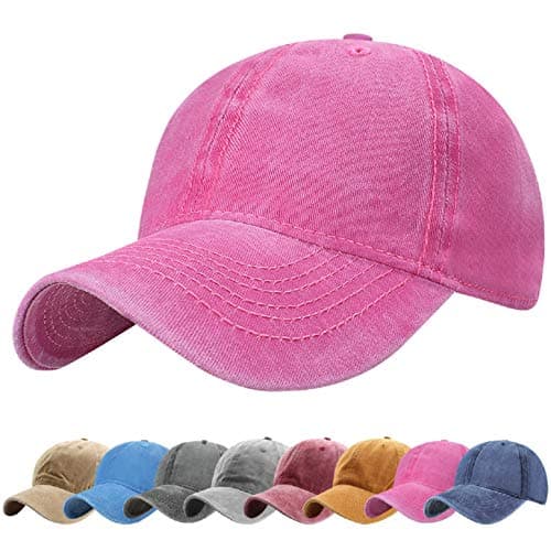 Image of UMIPUBO Unisex Vintage Baseball Cap Adjustable Baseball Cap Outdoor Sports Solid Hats Pink One Size