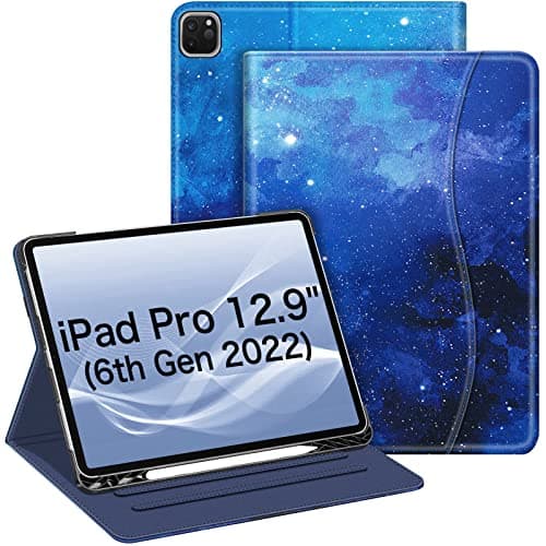 Image of Fintie Folio Case for iPad Pro 12.9" 6th Generation 2022, Multi-Angle Smart Stand Cover w/Pencil Holder & Pocket, Also Fit iPad Pro 12.9 2021 5th & 2020 4th & 2018 3rd Gen, Starry Sky