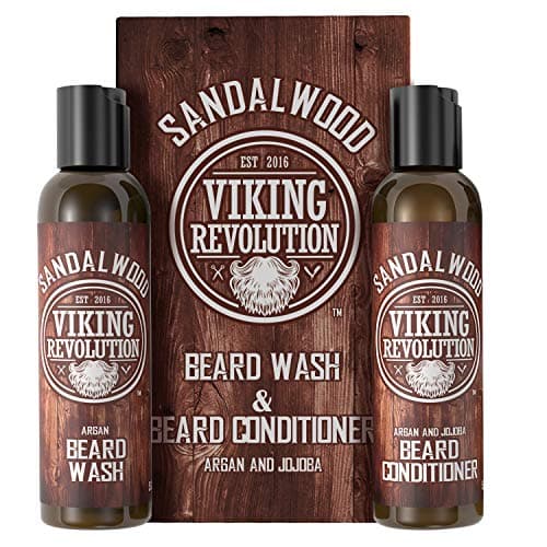 Image of Viking Revolution - Beard Shampoo And Conditioner - Natural Beard Wash & Beard Conditioner With Argan & Jojoba Oils - Softens & Strengthens - Gifts For Men - Sandalwood - 2 x 150 ml