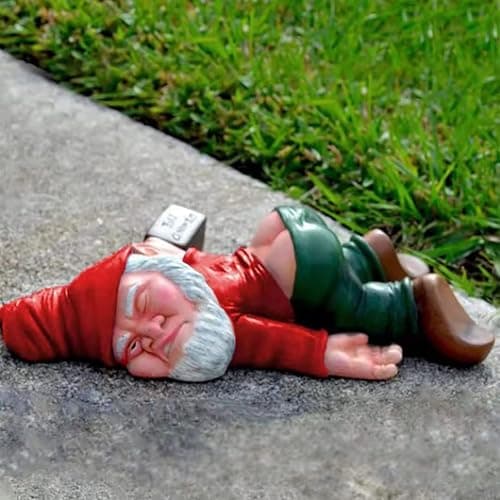 Image of SXFENG Garden Gnome, Garden Ornaments Outdoor, Garden Gnome Statue Naughty Garden Gnome Funny Gnome, Indoor or Outdoor Garden Decorations Funny Resin Statues (Red)
