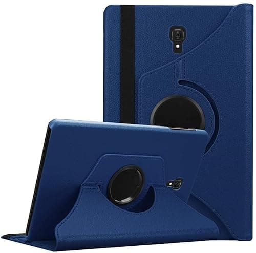 Image of World biz Case for Samsung Galaxy Tab A 10.5 inch 2018 (SM-T590 T595), 360 Degree Rotation Protective Stand Leather Folio Cover, Auto Wake/Sleep, Rotating Case for Tab T590/T595 (Navy)