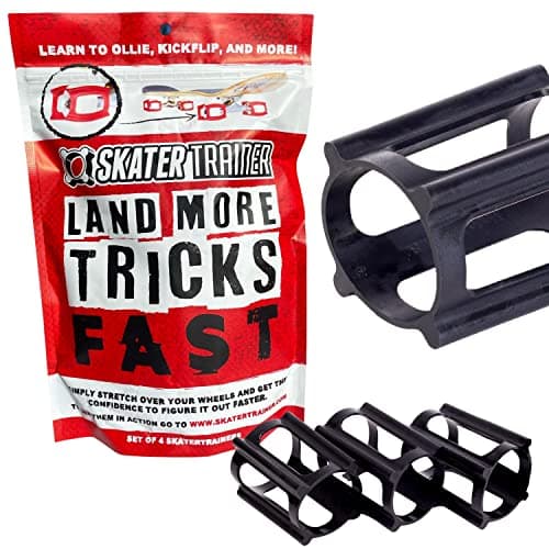 Image of Skater Trainers (4pk Blk) - Training Wheels for Skateboard for Kids Ages 6-12 for Teenage Boys Girls Beginner Skate Tool Accessories Stocking Fillers Ramp Stickers Helmet Tech Deck