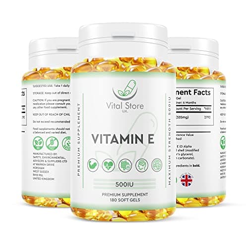 Image of Vitamin E 500IU Vegan Softgels - 6 Month Supply 180ct - High Strength Vitamin E Oil Capsules - Alpha Tocopherol – 100% Natural & Vegan