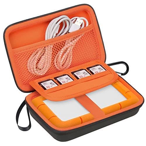 Image of Lacdo Hard Drive Carrying Case for LaCie Rugged Mini/Rugged Thunderbolt USB 3.0 2.0 USB-C External Hard Drive Portable HDD 1TB 2TB 4TB 5TB EVA Shockproof Protective Storage Holder Travel Bag, Orange