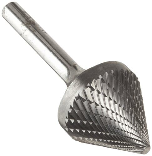 Image of Drill America SJ-9 Carbide Burr/Rotary File 60 Degree Included Angle Double Cut for Die Grinder 1" Dia. x 15/16" Cut Length with 1/4" Shank and 2-3/4" Overall Length, DUL Series
