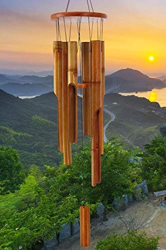 Image of Bamboo Wind Chimes Outdoor,Wooden Wind Chimes for Outside with Melody Deep Tone,38" Classic Zen Garden Windchime for Relaxation, Grace.Home Décor for Patio, Garden or Indoor