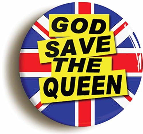 Image of Ozorath GOD SAVE THE QUEEN PUNK BADGE BUTTON PIN (2inch / 50mm diameter)