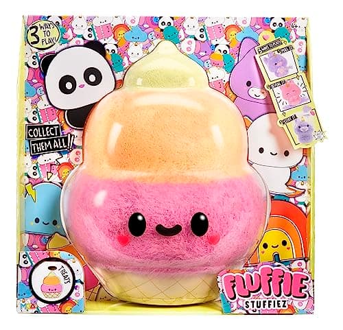 Image of Fluffie Stuffiez Large Collectible Plush - ICE CREAM - Suprise Reveal Unboxing with ASMR Fidget DIY Fur Pulling, Ultrasoft Fluff - Great for Kids Ages 4+