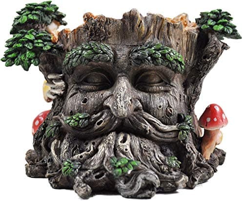 Image of Tree Ent Face Plant Pot Holder Greenman Decorative Garden Myth Sculpture Planter H15cm