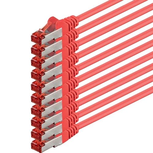 Image of 1aTTack.de 10x 0.25m - Cat 6 network cable patch cable Cat6 RJ45 SFTP - red