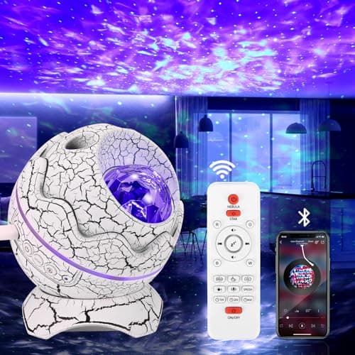 Image of Galaxy Light Projector with Bluetooth Speaker, LED Star Aurora with White Noise, Dinosaur Egg Night Light - Various Effects for Children and Adults Christmas Gifts (White)