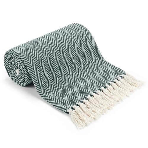 Image of EHC Throw Blanket, Throws for Sofas armchairs Sofa Settee Couch Reversible Bed Cover Over Blanket, Single 127 x 152 cm, Green