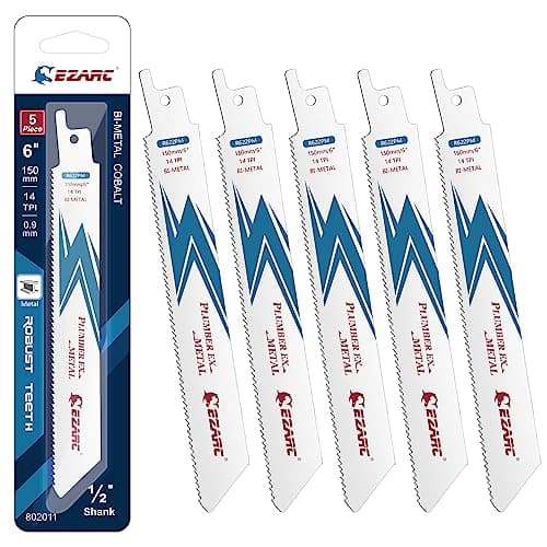 Image of EZARC Reciprocating Saw Blade Bi-Metal Cobalt Sabre Saw Blades for Metal Cutting 150mm 14TPI R622PM (5-Pack)