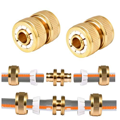 Image of Hydrogarden 2 pc Brass Hose Repair Connector ø 12.5mm - 15mm (1/2"- 5/8"): Repair your Hose Permanently, Easily, Quickly and Without Tools