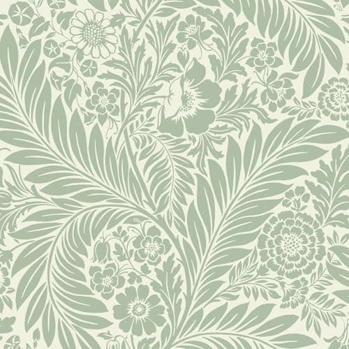 Image of World of Wallpaper Florence Leaf Floral Wallpaper Sage Green/Cream 727 - Living Room, Lounge, Bedroom, Hallway, Feature Wall Wallpaper