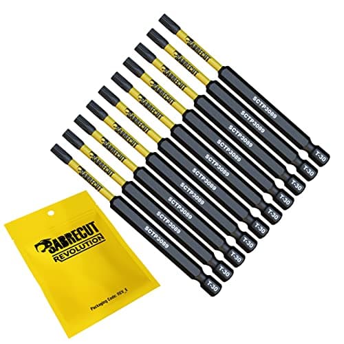 Image of 10 x SabreCut SCTP3089_10 89mm T30 TX30 Torx Tamper Proof Security Magnetic Impact Screwdriver Driver Bits Set Heavy Duty