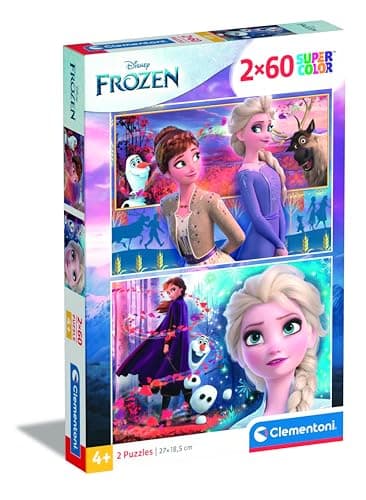 Image of Clementoni 21609, Frozen 2 Supercolor Puzzle for Children - 2 x 60 Pieces, Ages 5 Years Plus, Multi-coloured