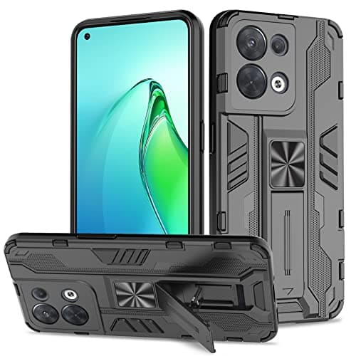 Image of Btstring Case for Oppo Reno 8 5G, Heavy Duty Shockproof Case with Stand Protective Tough Armour Personalised Phone Cover Case - Black