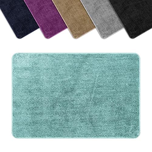 Image of Vinsani Bath Mat Non Slip Bathroom Mat Thickened Fluffy Microfiber Machine Washable Shower Rug Ultra Soft Water Absorbent For Home Bathroom Kitchen – Light Blue (60 x 90cm)