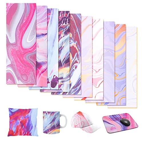 Image of Abeillo 10 Sheets Infusible Ink Transfer Sheets for Mug Press, Watercolor Infusible Ink Sheet, Pre-Printed Sublimation Transfer Paper for Mug Coasters Fabric, 12" x 4.5" (Marbled)