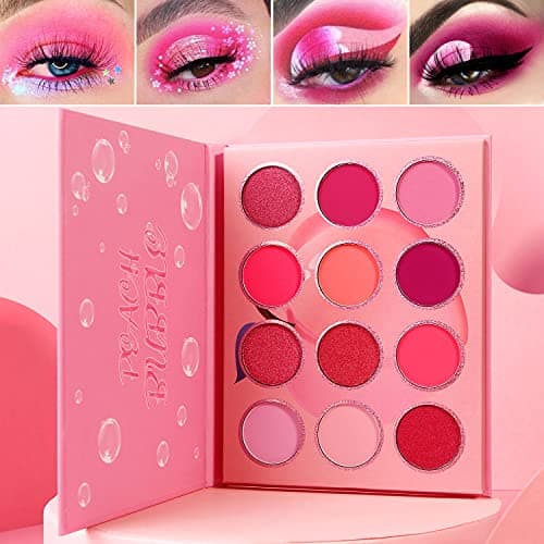 Image of Pink Eyeshadow Palette Makeup, Afflano Highly Pigmented Purple Peach Pink Eye Shadow Pallet Blendable Matte Shimmer Shades, Small Cute Violet Eye Makeup Palette, for Girl Women Mother's Gift