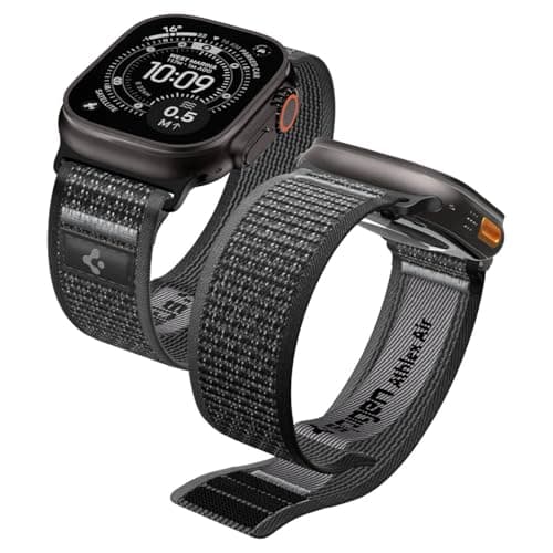 Image of Spigen Athlex Air 2 Apple Watch Strap Band Compatible with Apple Watch Ultra 3/2/1 (49mm), Series 11/10 (46mm), 9/8/7 (45mm), SE/6/5/4 (44mm), 3/2/1 (42mm) - Active Black Gray