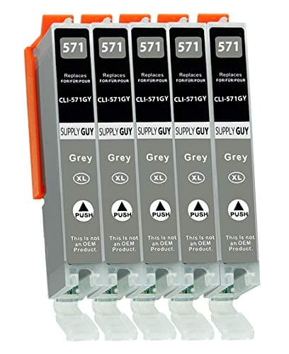 Image of Supply Guy 5 Ink Cartridges compatible with Canon CLI-571 Grey for Canon Pixma MG7700 MG7750 MG7751 MG7752 MG7753 TS8000 TS8050 TS8051 TS8052 TS8053 TS9000 TS9050 TS9055