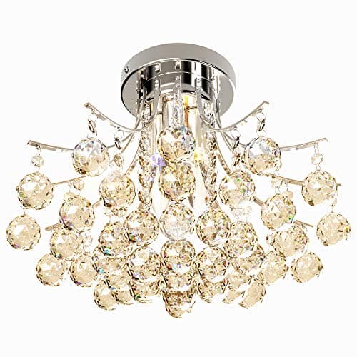 Image of HOMCOM Crystal Chandeliers, 40cm K9 Droplets Ceiling Light with 3 E14 Bulb Base, Pendant Lights for Living Room, Bedroom, Dining Room, Hallway, Kitchen