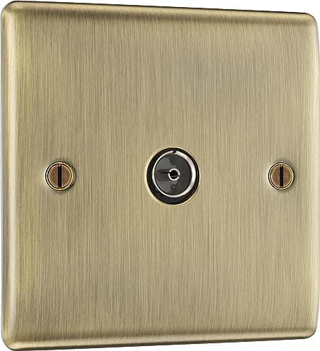 Image of BG Electrical Single Socket For TV or FM Co-Axial Aerial Connection, Antique Brass