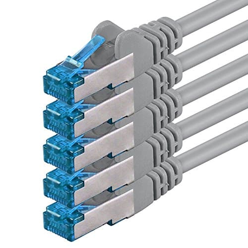 Image of 1aTTack.de 0.25m - CAT6a - network cable gray - 5 pieces CAT 6 A patch cable 10000 Mbit s SFTP PIMF 500 MHz compatible with CAT5 CAT6 CAT7 DSL Internet Switch Router
