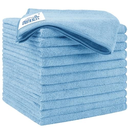 Image of HOMEXCEL Microfibre Cloth 12 Pack,30 x 30 cm Cleaning Cloths，Ultra Absorbent Car Washing Cloth Lint Free Streak Free Cleaning Towels Rags for Car Kitchen Window,Blue