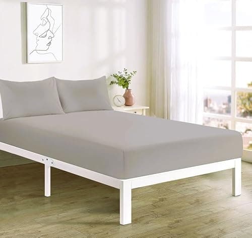 Image of L S U Supersoft Duvet Cover Set Easy Care Bedding Fitted Sheet and Pillowcases in 22 Colours and Single, Double, King, and Super King Sizes (FITTED PP silver)