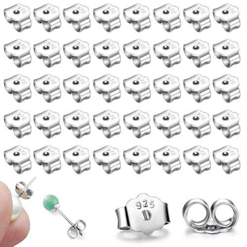 Image of 40 Pcs Earring Backs for Studs, Secure and Durable Silver Butterfly Earring Backs Safety Backset, Earrings Backset Pads Stopper for Women's DIY Jewelry Replacement