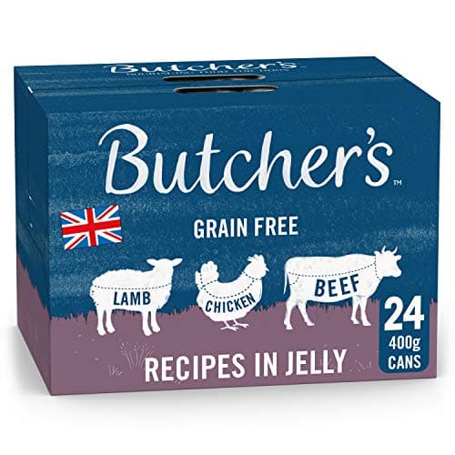 Image of Butcher's Complete Wet Can Grain Free Hypoallergenic Adult Dog Food Recipes in Jelly Pack 24x400g - Chicken, Beef & Lamb