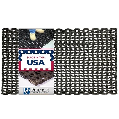 Image of Durable Corporation 108 Recylcled Tire-Link Anti-Fatigue Mat, for Wet Areas, Herringbone Weave, 30" Width x 48" Length x 5/8" Thickness, Black