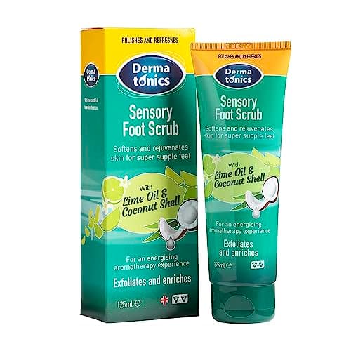 Image of Dermatonics Sensory Foot Scrub | Exfoliates & Enriches | With Essential Lime Oil & Coconut Shell | Suitable for Diabetics & Vegans | Gently Buffs Away Hard Foot Skin | 125 ml