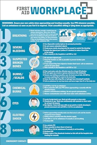 Image of First aid at workplace, safety poster sign - 1mm flexible Plastic sign (300mm x 200mm)
