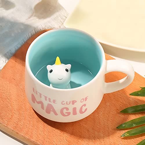 Image of LOZACHE 3D Unicorn Coffee Mug Cup, 12oz Funny Cartoon Animal Handmade Figurine Milk Tea Cup, Xmas Birthday Gifts for Friends Kids Girls Wife Grandma Auntie (Unicorn)