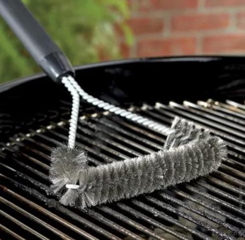 Image of Garden Mile 12" Inch Wire Brush BBQ Grate Cleaner Stainless Steel Heavy Duty Scraper BBQ Brush Three Sided Wire Brushes For Cleaning Barbecue Accessories Perfect For Barbecues Grills Ovens
